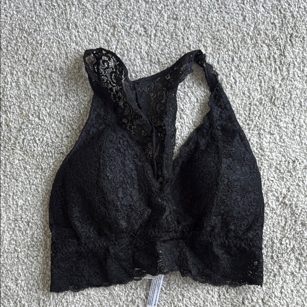Lace Halter Bralette - Black
